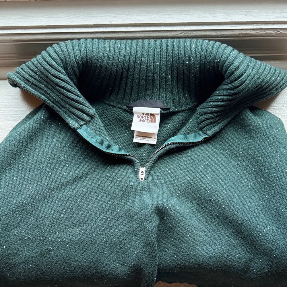 The North Face Women's Deep Green Quarter-Zip Sweater